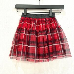 365 Kids Garanimals Red Black Plaid Tulle Tiered Ruffle Lined Pull-on Skirt - 5